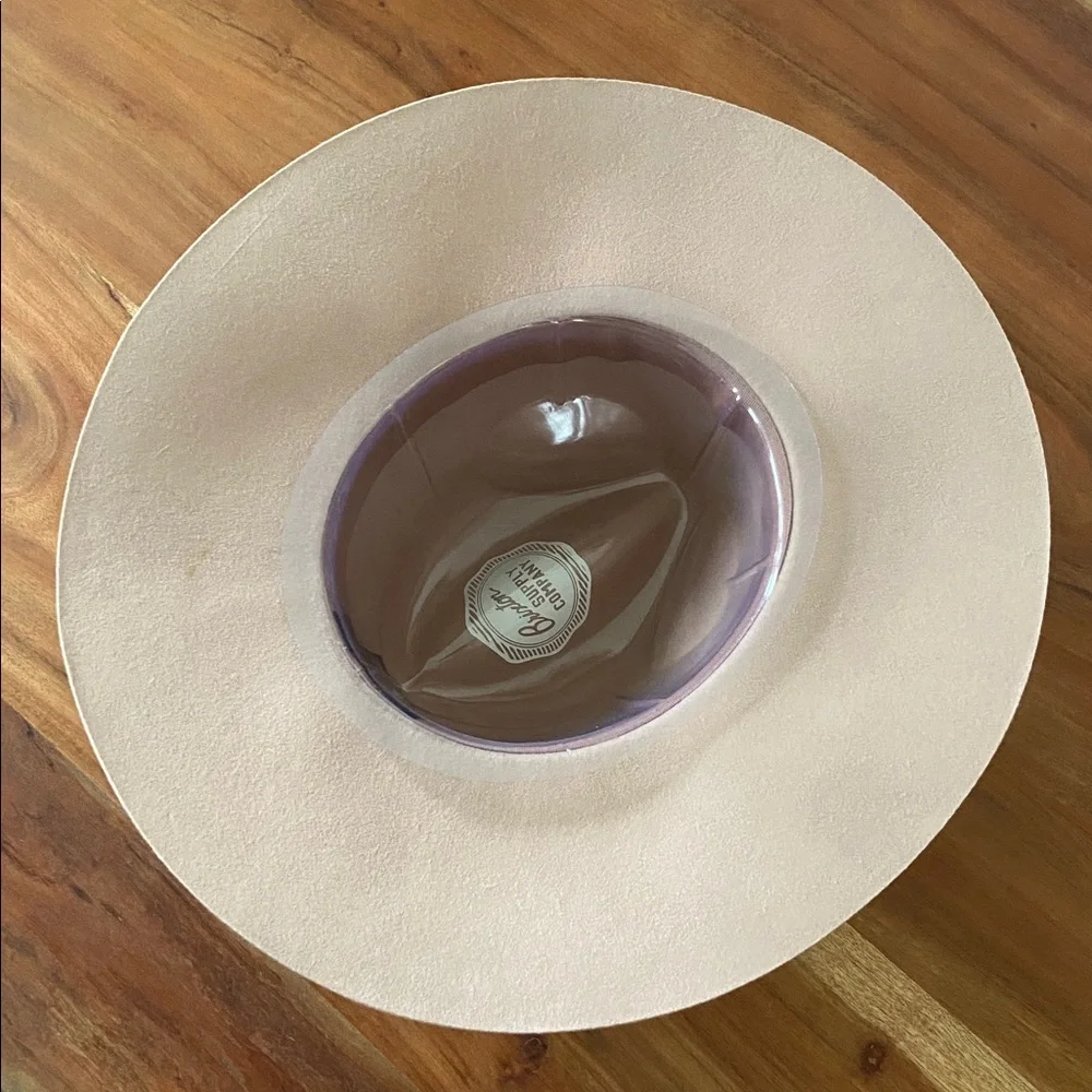 Brixton Joanna neutral felt wool hat wide floppy brim fedora grosgrain ribbon M